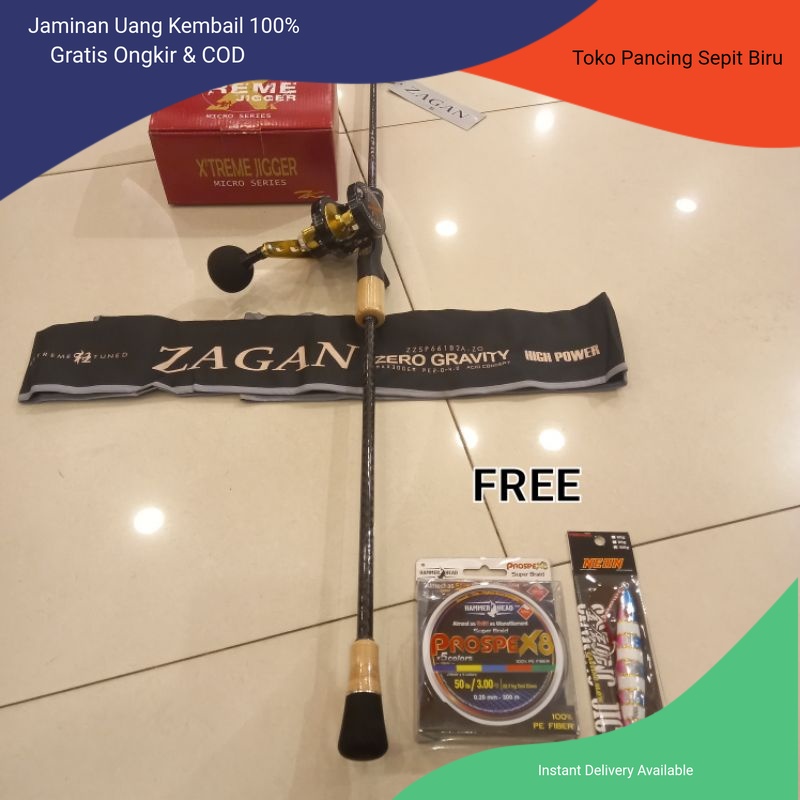 Set Jigging OH / Reel Kamikaze X Treme Jigger LX2 & Joran Zagan Zero Gravity 661 | 1 Set | ALAT PANC