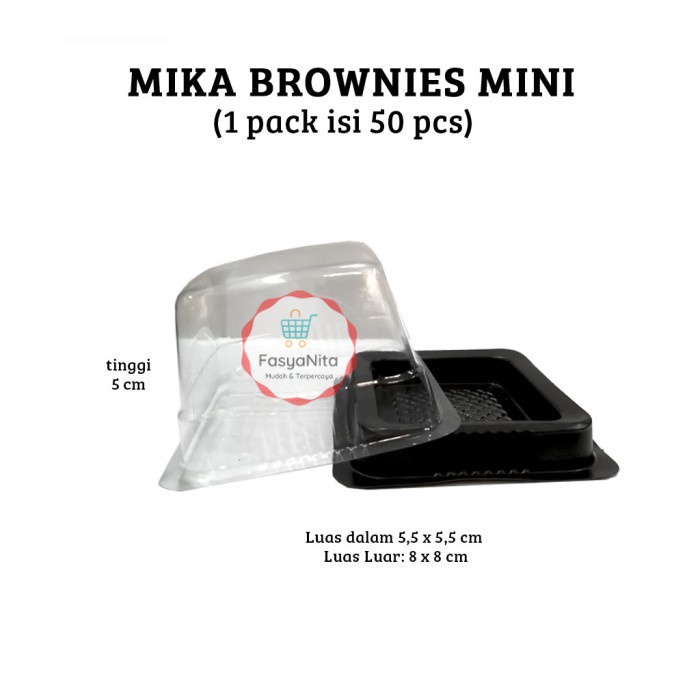 Mika Brownies Mini 8x8x5 cm [1 Pack 50 pcs] - FasyAnita Mart Denpasar