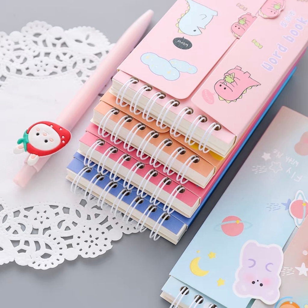 

9A. 80 Lembar Buku Catatan Mini Word Book / Buku Tulis Latihan Kosakata Catatan Panjang / Notebook Ring Cartoon Vocabulary Book