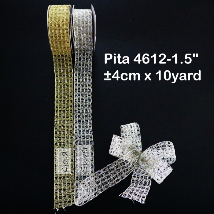 

Pita 4612-1.5" ±4cm x 10yard - Pita gold silver, ribbon - hampers - Silver ORI