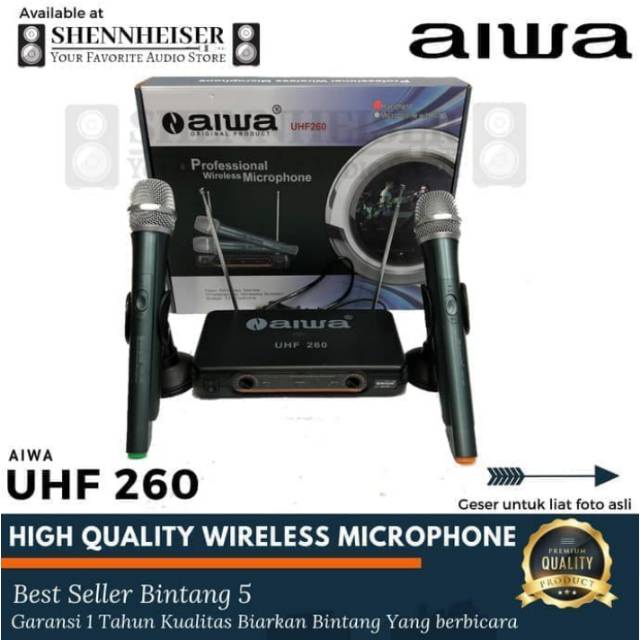 Mic Wireless AIWA UHF 260 Microphone Wireless aiwa