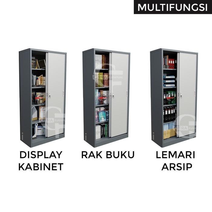 SHUMO ® Super White | Lemari Arsip Besi 2 Pintu Sliding Besi - LEMARI ARSIP, TANPA RAKIT