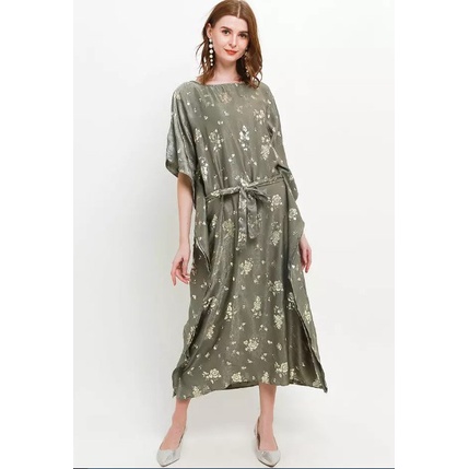 ICONS SELF TIED BELT GOLD KAFTAN PRINT ROSE KAFTAN WANITA TNIC0596BB