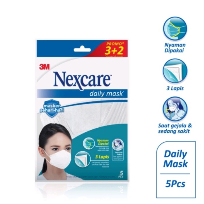 nexcare 3M masker daily fit mask putih rejuvenate box - rejuvenate 3+2, 1 box