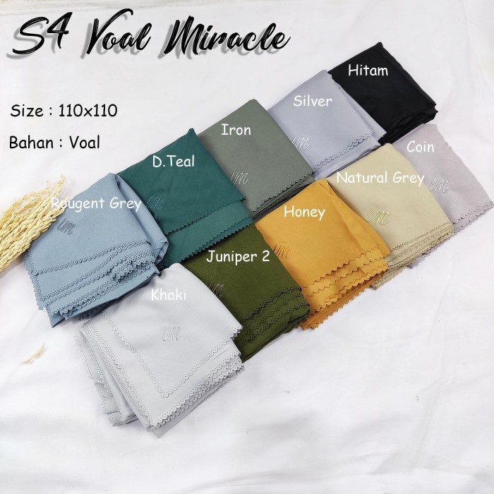 Jilbab Segiempat Polos laser Cut Voal Miracle Plain Umama - Hitam