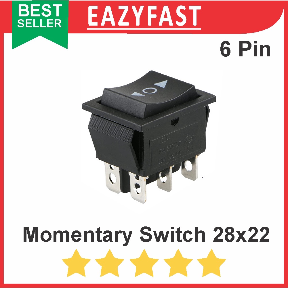 Saklar Maju Mundur Naik Turun 6 Kaki Pin Momentary Switch DPDT