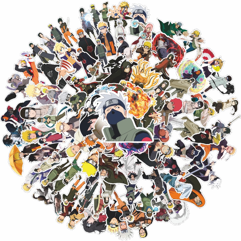 100 Pcs Stiker Motif Anime Naruto Anti Air Untuk Dekorasi Notebook Sepeda Skateboard Handphone DIY