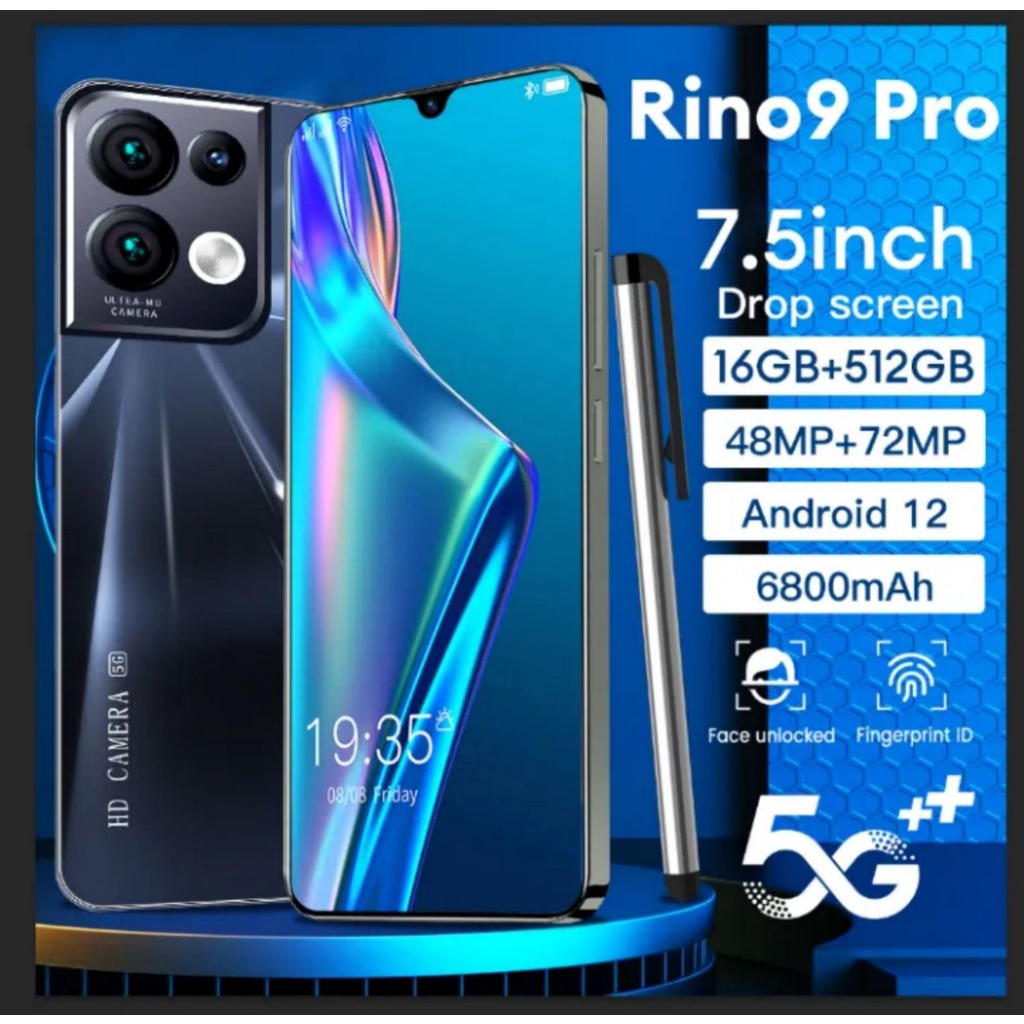 【2023 New HP】Asli hp murah Rino9 PRO Handphone android 7.5 inch 4g/5g 7.5inci 16GB + 512GB hp murah cuci gudang termurah promo Bisa COD Cicilan gaming phone hp rino 9 Terbaru 2023 hp promo