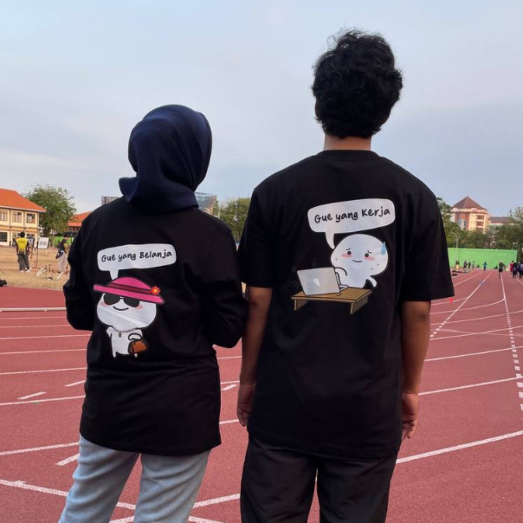 PROMO COD Kaos Pentol Gue yang Kerja &amp; Gue yang Belanja COUPLE KAOS UNISEX KAOS KATUN COMBED BAJU COUPLE KEKINIAN KAOS DISTRO KAOS COUPLE T-Shirt Korean version kaos couple T-shirt oversized printing men's and women's all-match hip-hop personality tops