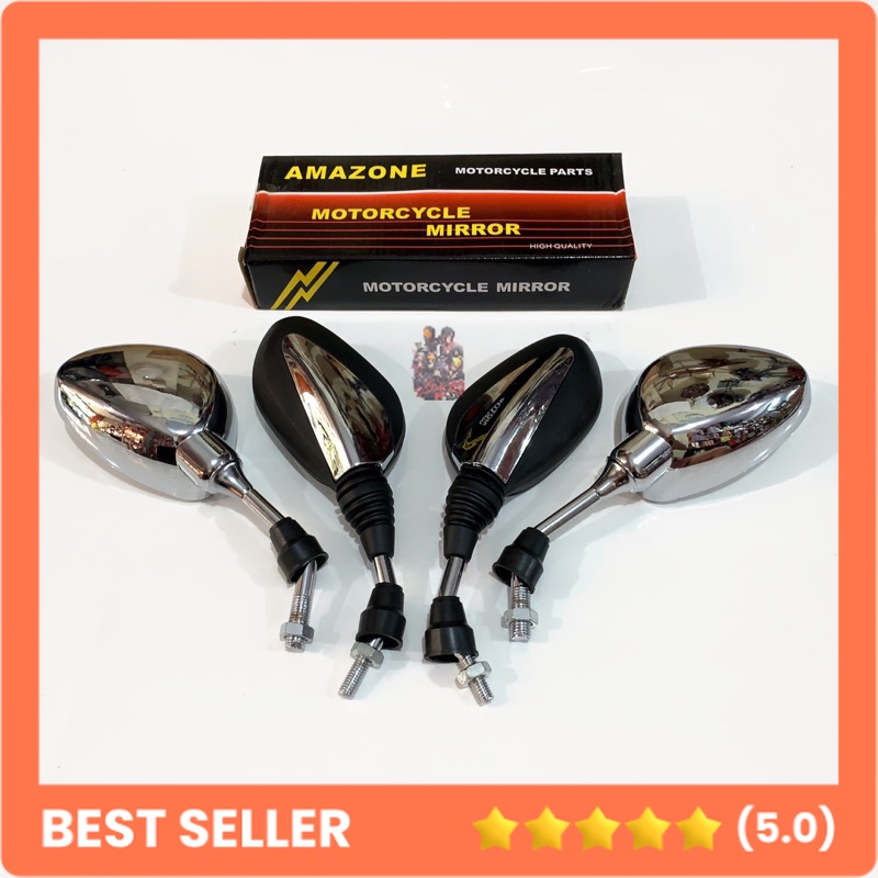 Spion Oval Mini Crome 2Tune Motor sepeda listrik Beat/ Vario/ Genio/ Supra X 125/ Revo fit/ Blade Ne