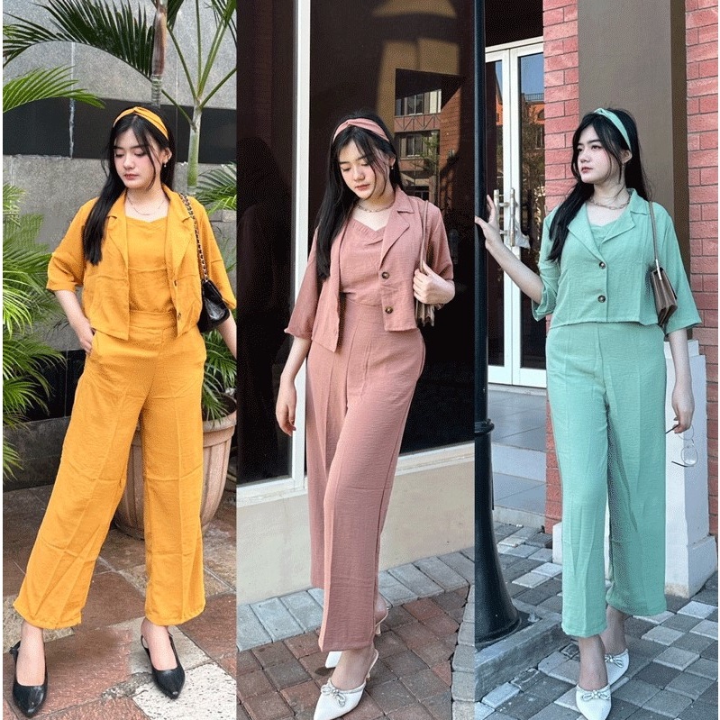 R.A SHOPING - ZSO OOTD WANITA GEA / Set Viola 3in1 / Pakaian Casual Wanita Kerja /  oufit wanita ter