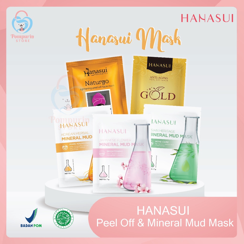 HANASUI Naturgo Peel Off Mask 10gr / Mineral Mud Mask 7gr - Masker Lumpur Komedo Halal Original BPOM