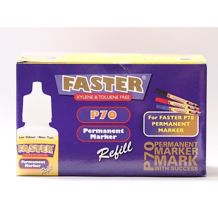 

[DL-0172] Refill Ink Faster P70 utk Permanent marker isi 12 botol-Black,Blue&Red - Hitam