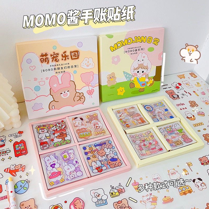 

Stiker Box 100 Lembar Waterproof Stiker Viral Bobo, Momo, Sanrio Murah [thehanscorner]