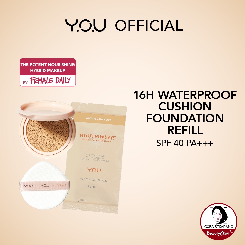 YOU Noutriwear+ Flawless Cushion Foundation Refill Only  | Nourishing | Poreless Full Coverage | SPF