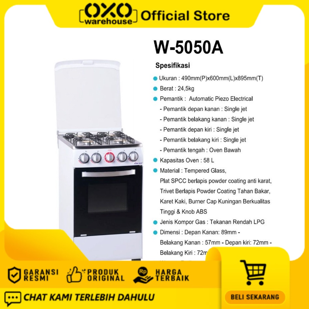 WINN GAS W-5050 A KOMPOR GAS FREE STANDING 4 TUNGKU  GARANSI RESMI