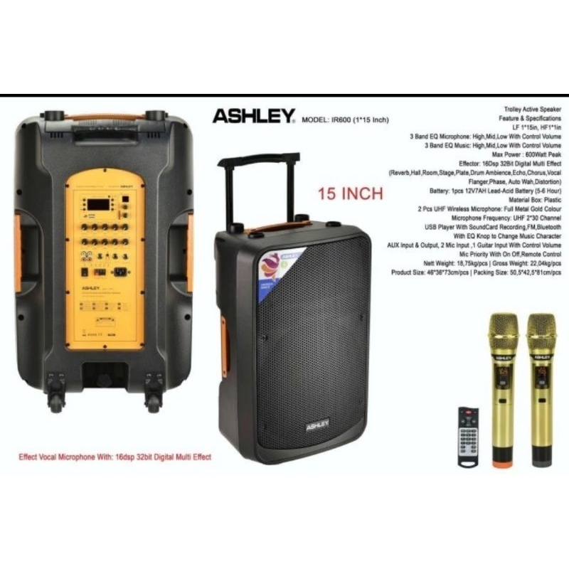 Speaker aktif portable Ashley 15 inch ir600 original