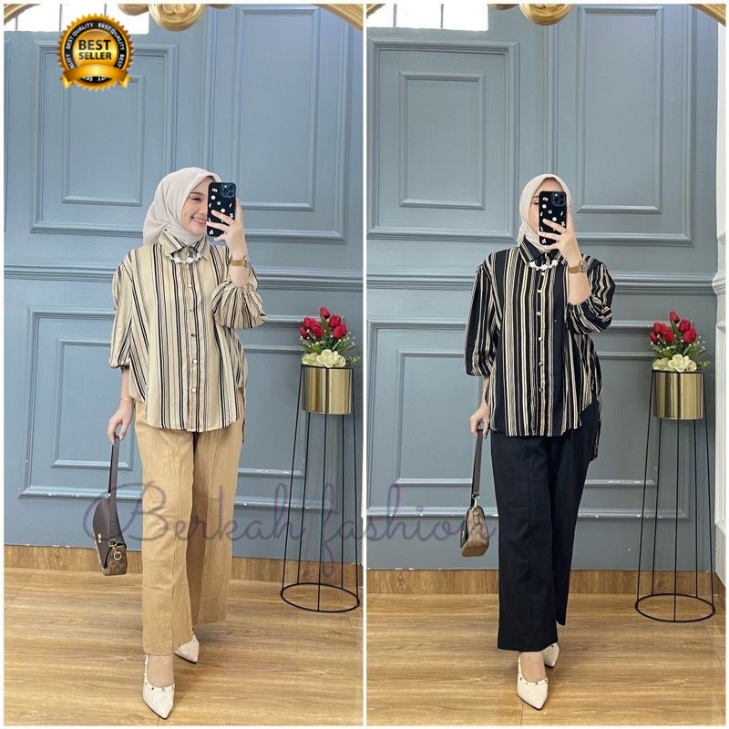 NEW MALIKA SET CRINKLE SALUR KOMBI // ZARA SET CRINKLE SALUR // ZARA OME SET CRINKLE SALUR KOMBI // 