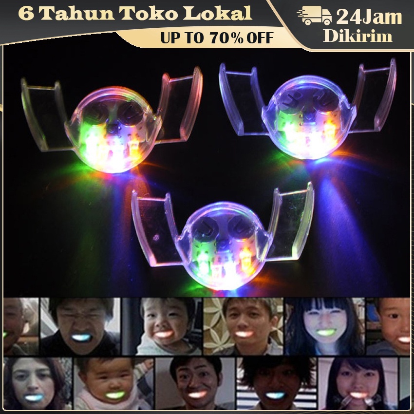 Lucu LED Kedip Gigi Tali Penjaga Mulut Halloween Trick Mainan Pesta Props / Pelindung Gigi LED Nyala