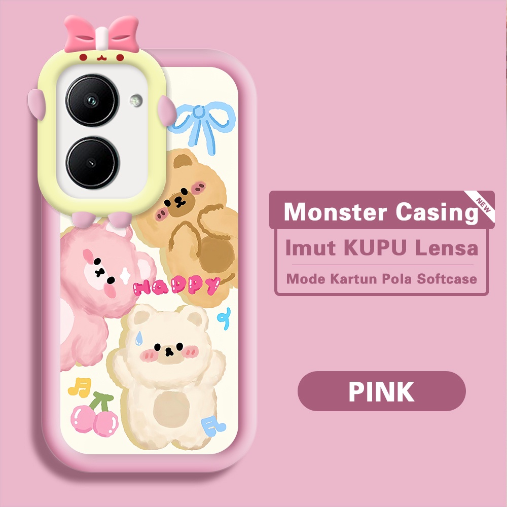 Realme C33 Untuk Hp Casing Handphone Cassing Soft Kesing Sofcase Phone Case Warna Tiga Beruang Berbe