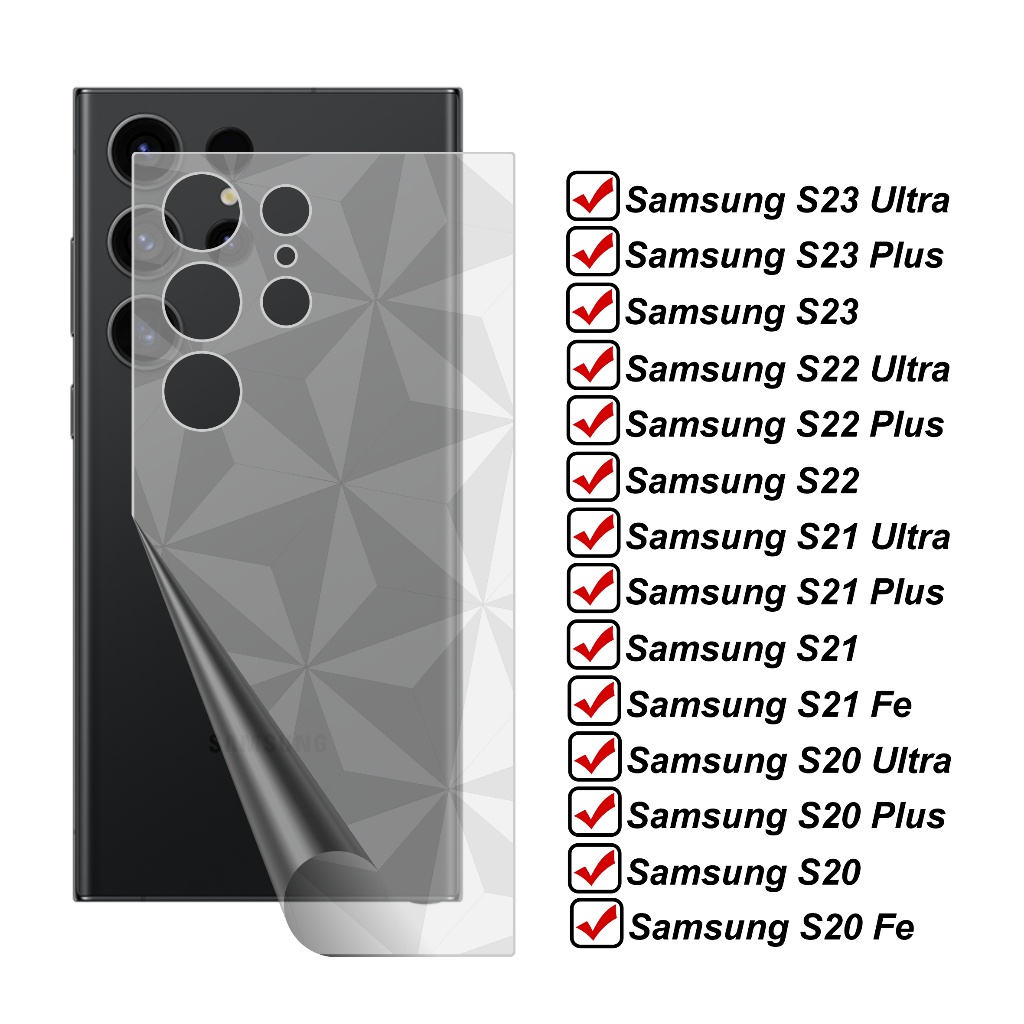 Skin Carbon Samsung Galaxy S23 S22 S21 S20 Ultra Plus 5G Garskin Diamond Pelindung Belakang Handphon