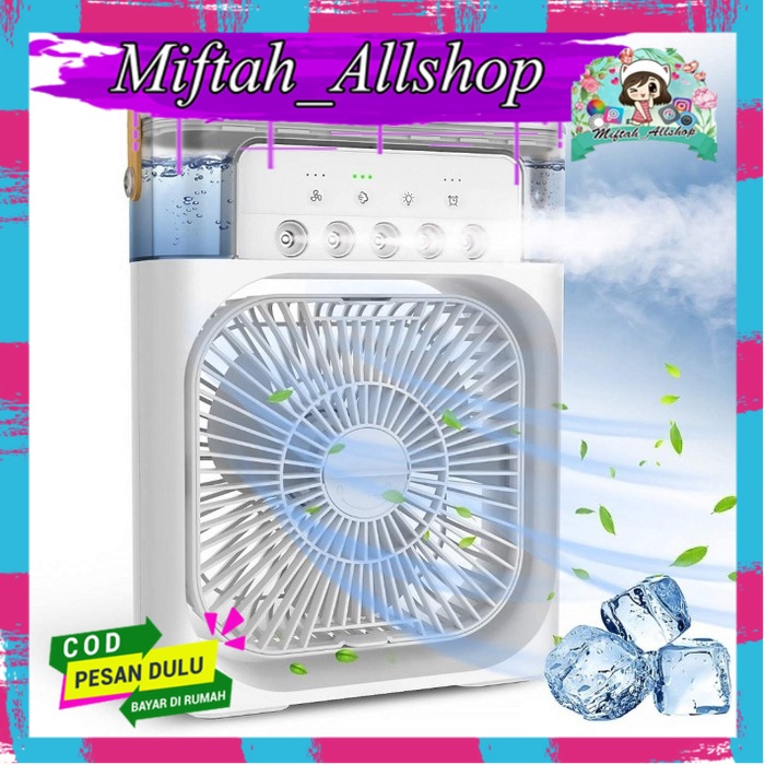 Kipas Pendingin MINI AC / Air Cooler Fan V3 7 Colors LED Portable - BESAR, Putih