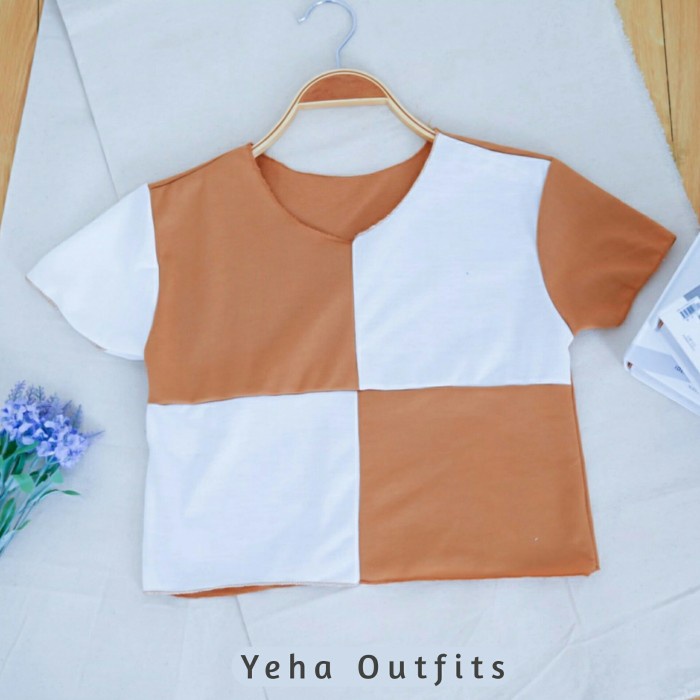 Putrine Crop Top Blouse Wanita Korea Baju Atasan Putih Polos Terbaru - Lilac