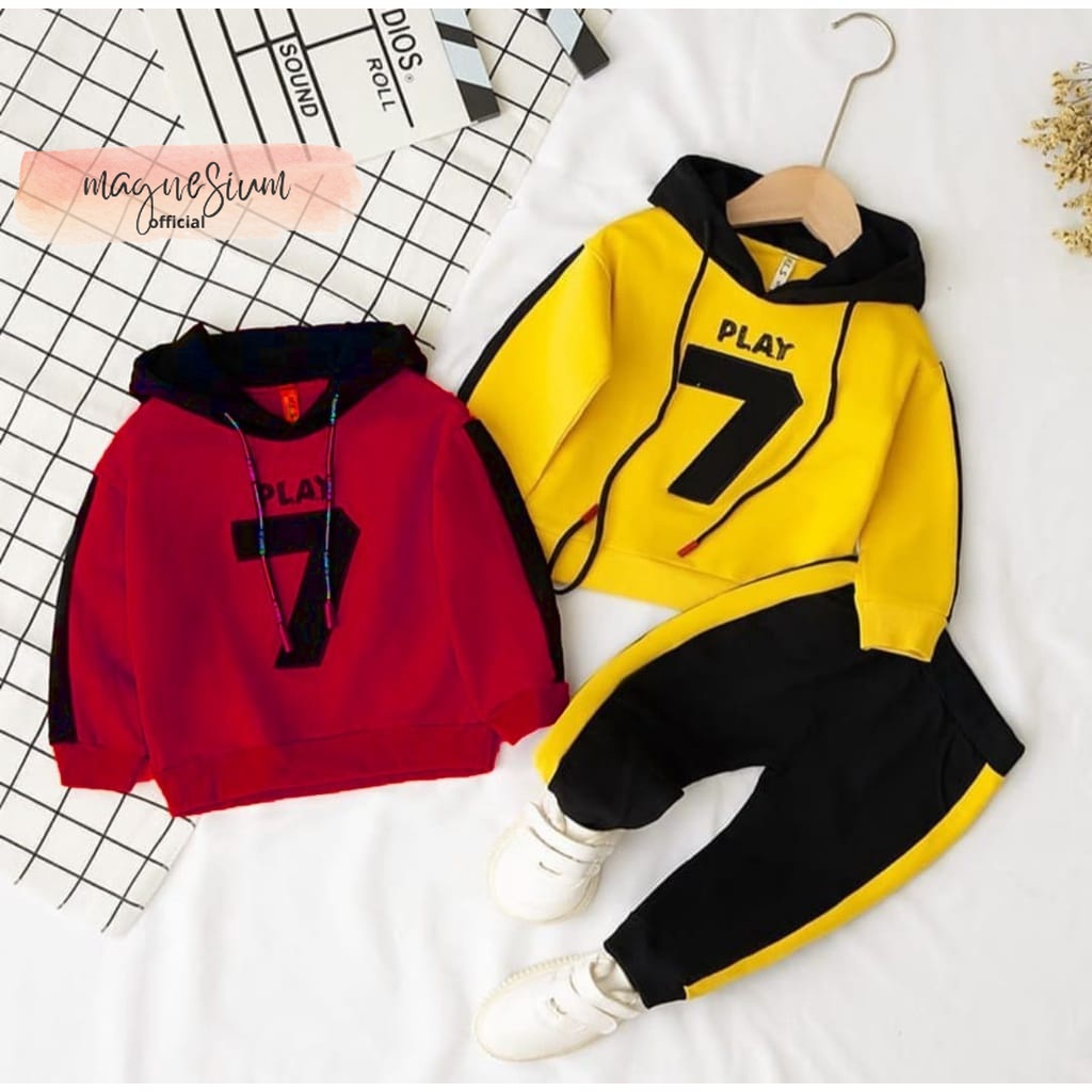 Baju Bayi Laki-Laki Setelan hoodie anak MOTIF PLAY SEVEN untuk usia 1-6thn setelan anak laki2 Baju A
