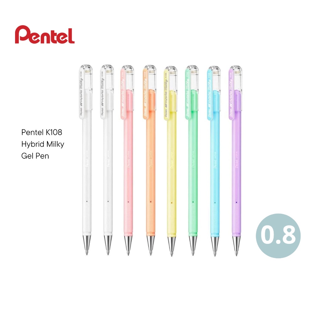 

Pulpen Gel Pentel Hybrid Milky Tip 0.8 MM Roller Gel Pen Warna Pastel | Acid-Free | Hand Paint Design & Mandala Art Highlighting SHSNP