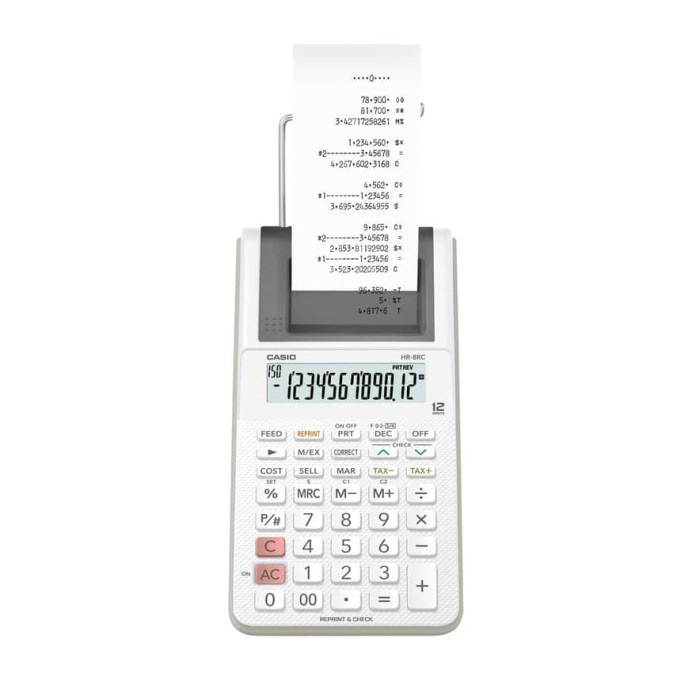 

CASIO HR-8RC - Putih - Kalkulator Cetak/Kasir - 12 digit