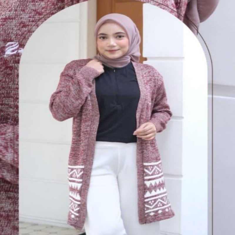 COD Long cardigan wanita fashion muslim outer rajut