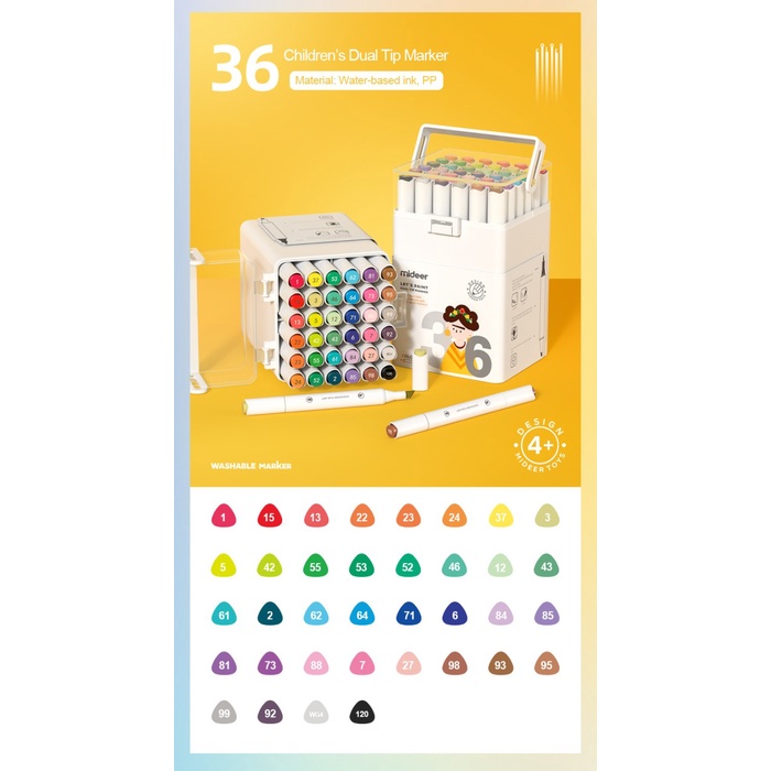 

Mideer Dual Tip Marker Colors mainan edukasi spidol pen mewarnai anak - 24 Colors