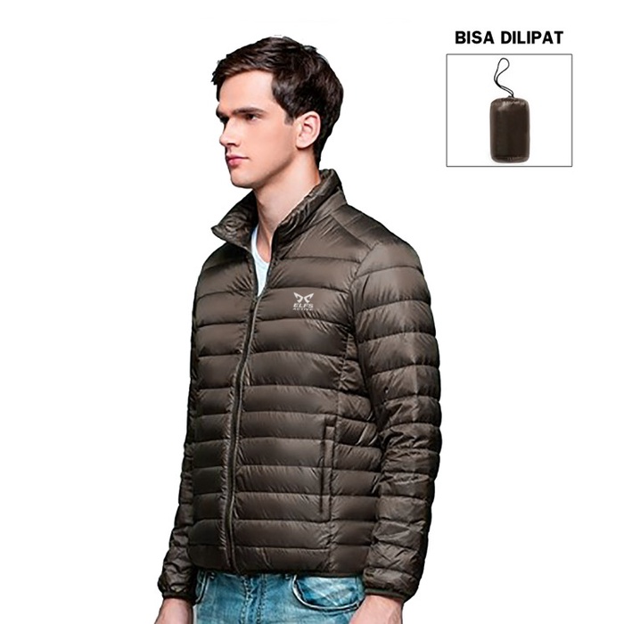 [Best Seller] Jaket Musim Dingin Bulu Angsa Water Resistant Ultra Light Duck Down - Hijau Army, M
