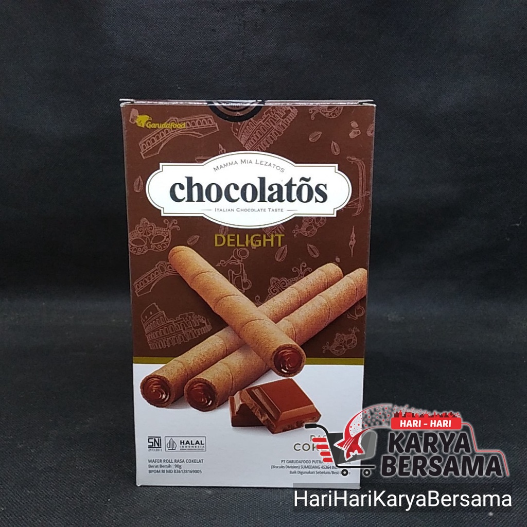 

GARUDA FOOD CHOCOLATOS DELIGHT WAFER ROLL RASA COKELAT 90GR