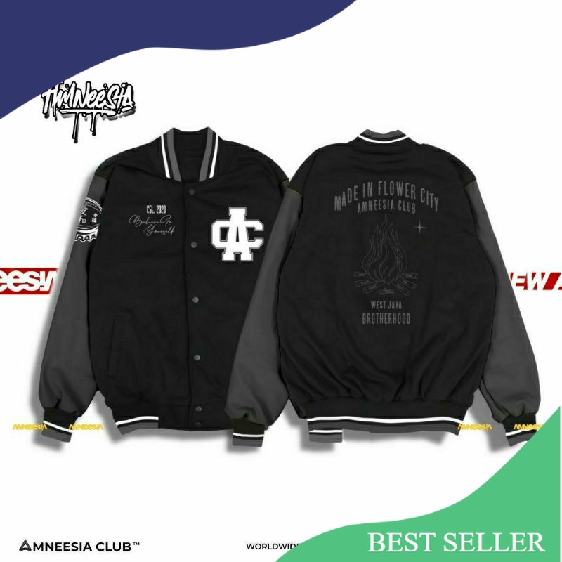 NEW | AMNEESIA ORIGINAL VARSITY High Quality Premium Distro Bandung Pria & Wanita/Grey