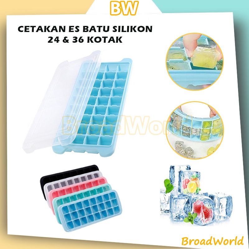 Cetakan Es Batu Silikon 24 & 36 Cube / Cetakan Es Batu + Penutup / Dengan Tutup Besar Cetakan Es Bat