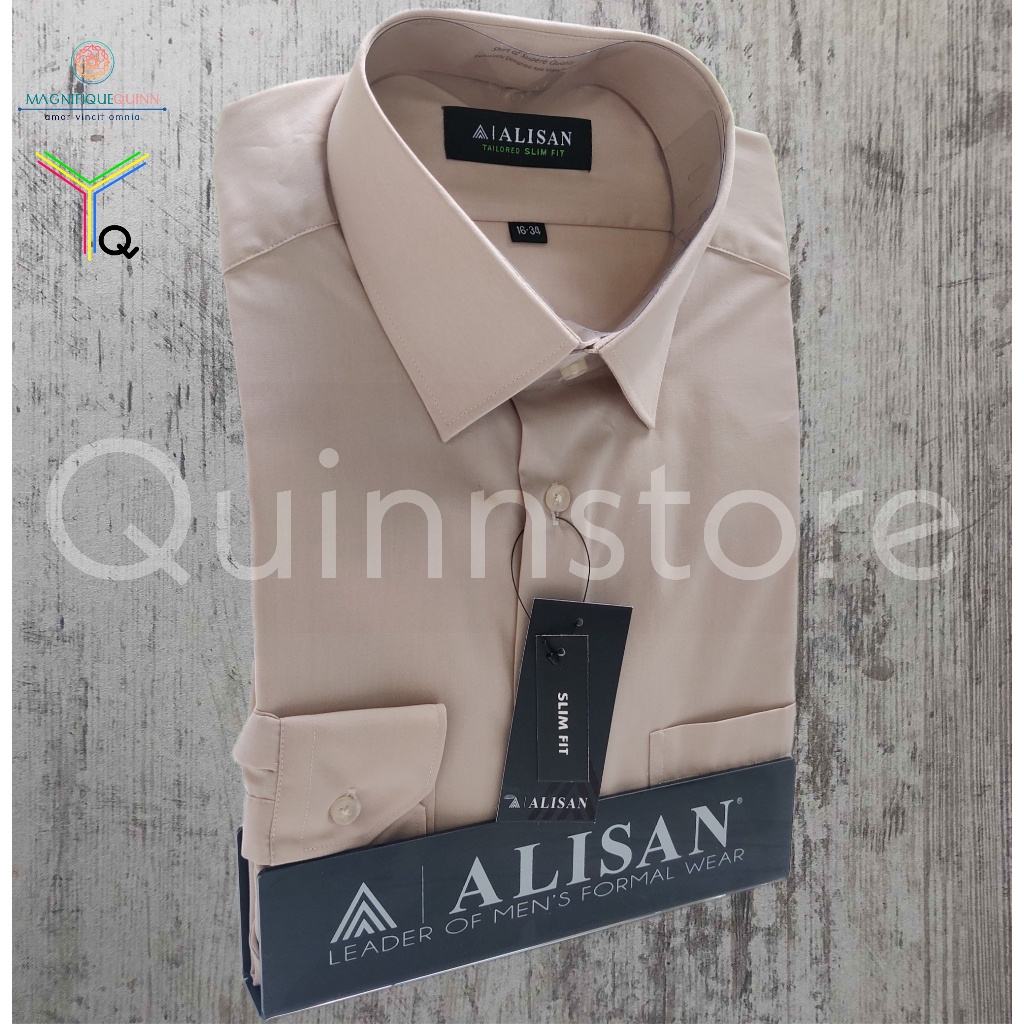 ALISAN Original Kemeja Polos Lengan Panjang - SLIM FIT - Warna Coklat #1 / C-1 / Coklat Susu
