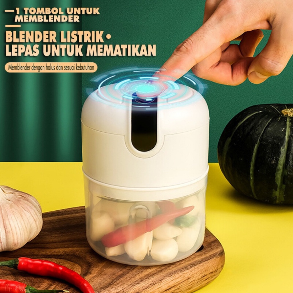Mesin Blender Chopper Mini Otomatis Portable Choper Blender Penghalus Bumbu Bumbu Dapur Charging Rec