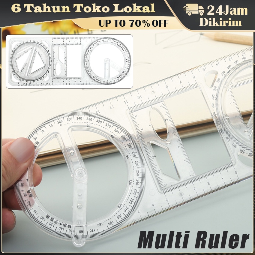 

21CM Penggaris Busur Derajat Multifungsi / Multi Function Geometric Ruler