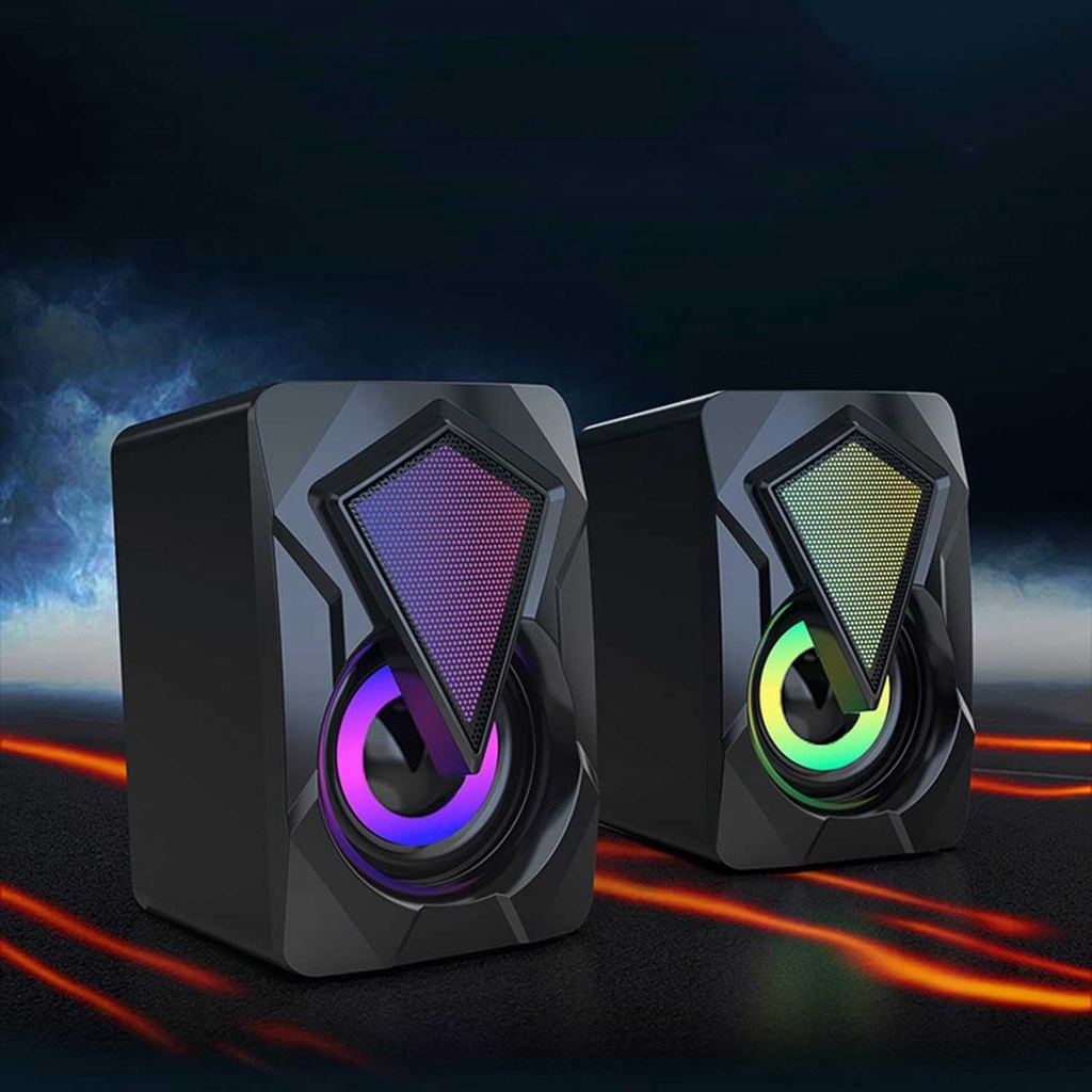 Lovskoo Speaker Desktop Subwoofer Stereo Wired 6W USB RGB Light - X2