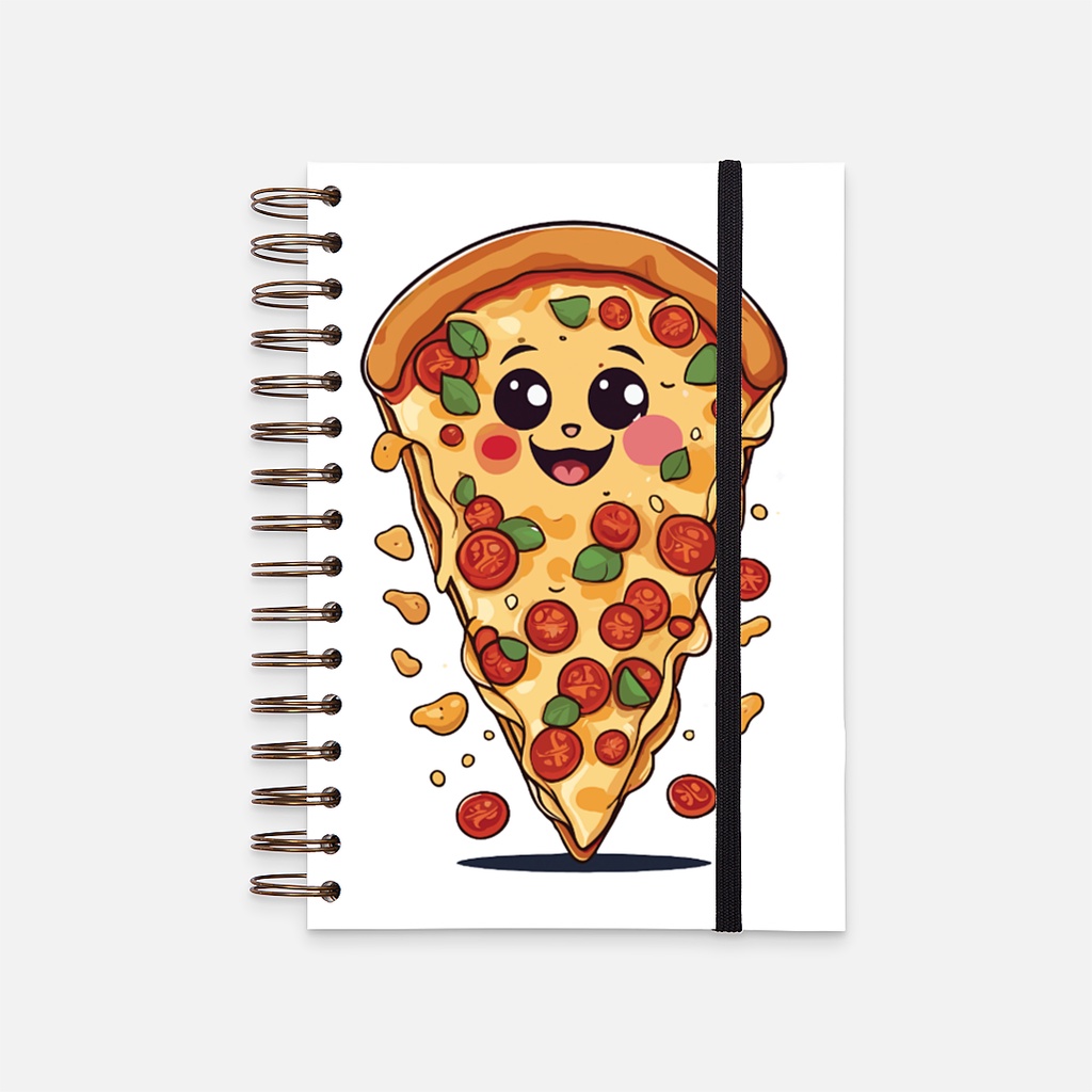 

Hard Cover Notebook Cheerful Pizza