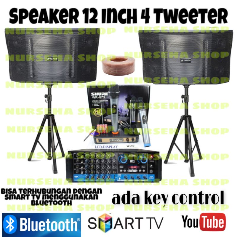 Paket Karaoke Speaker 12 inch TARGA 4 tweeter amplifier karaoke bluetoot bisa key control