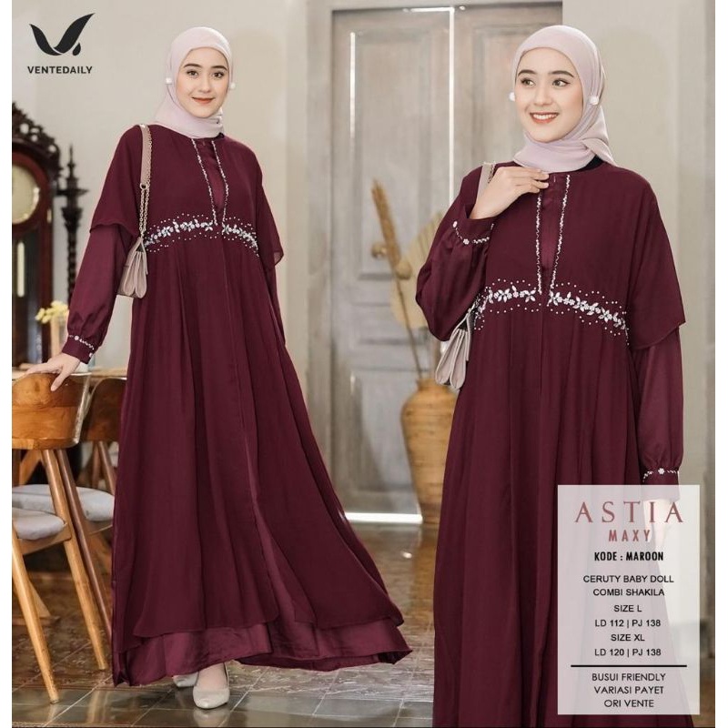 BAJU WANITA TERBARU VIRAL BEST SELLER (NEW) GAMIS DRESS WANITA FASHION MUSLIM // ASTIA MAXY BY VENTE
