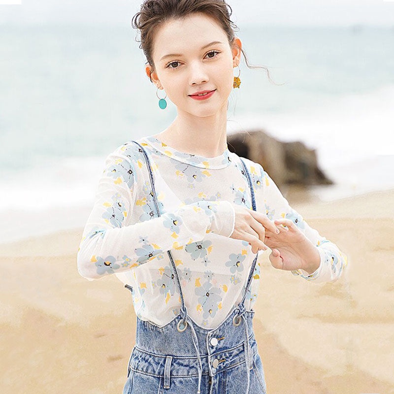 [ COD ] Aroana 2023 Musim Semi dan Musim Panas Model Hyuna Wanita Lengan Panjang Jaring Bagian Dalam