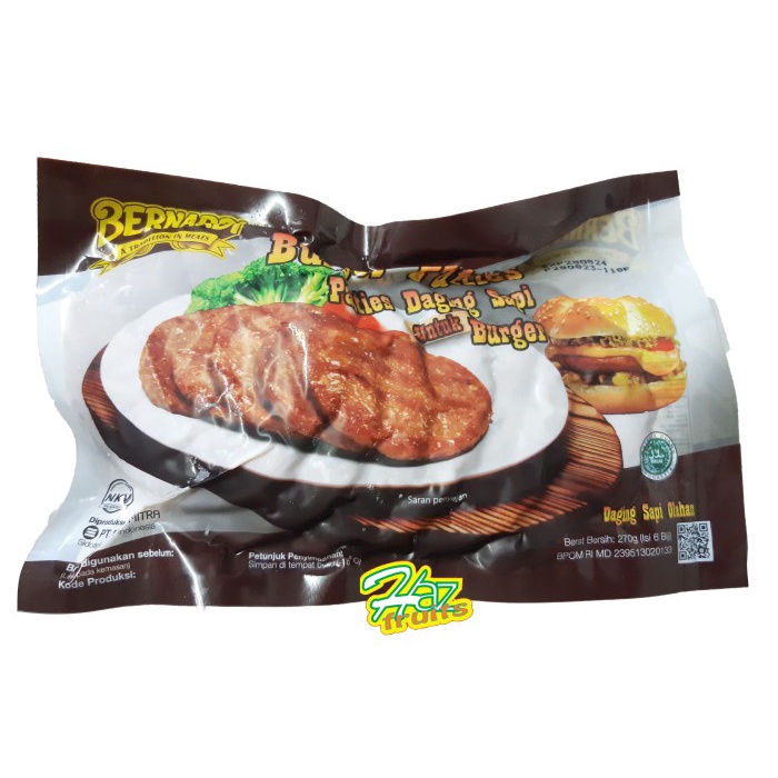 

Bernardi Burger Patties Sapi (Kasar) 270g - Burger Daging Sapi