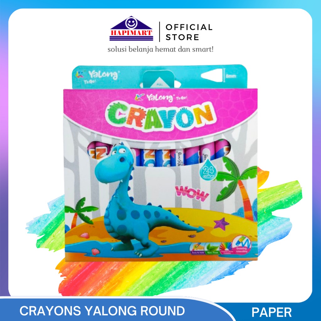 

Crayon Set Art Yalong Round Edisi Dino Non Toxic Krayon Mewarnai