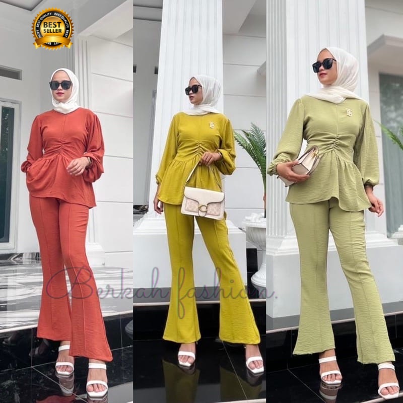 ZASKIA TERBARU SET CRINKLE SMOKE CELANA CUTBRAY LD 110 // ZASKIA SETELAN WANITA TERBARU KEKINIAN // 