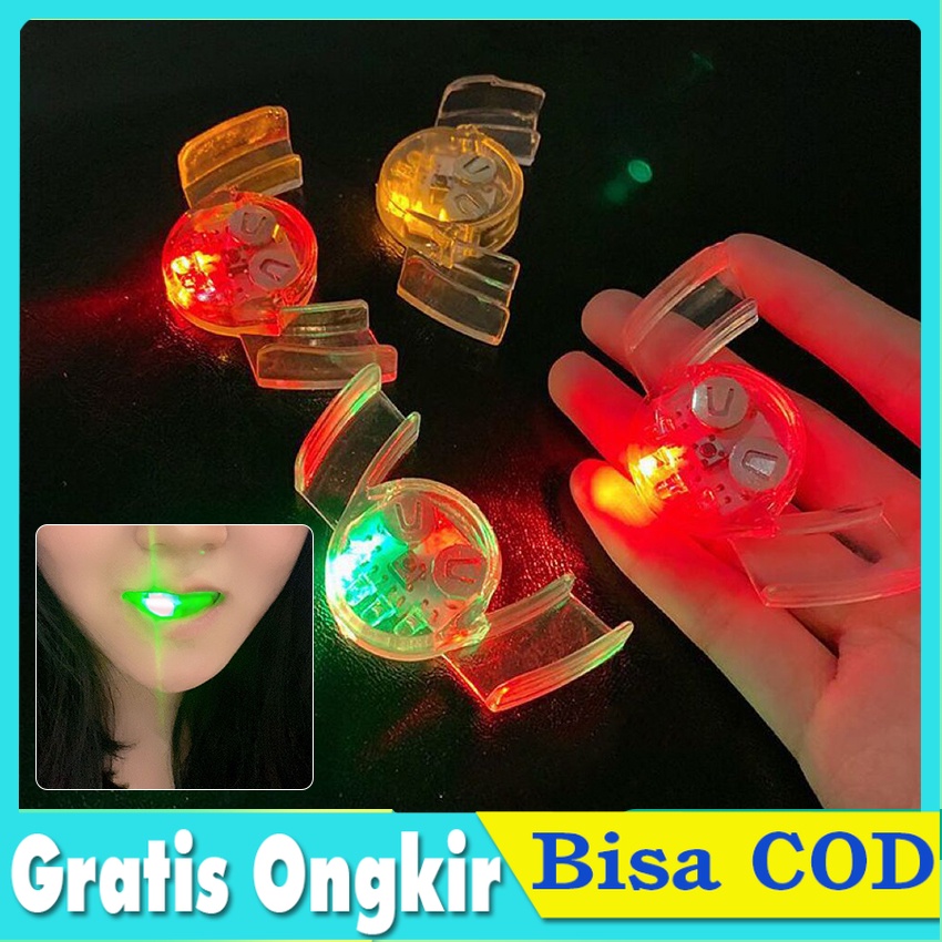Mainan Behel Gigi Led Warna Warni Viral Halloween Trick Mainan Corong Kedip Kedip Mulut Menyala Kare