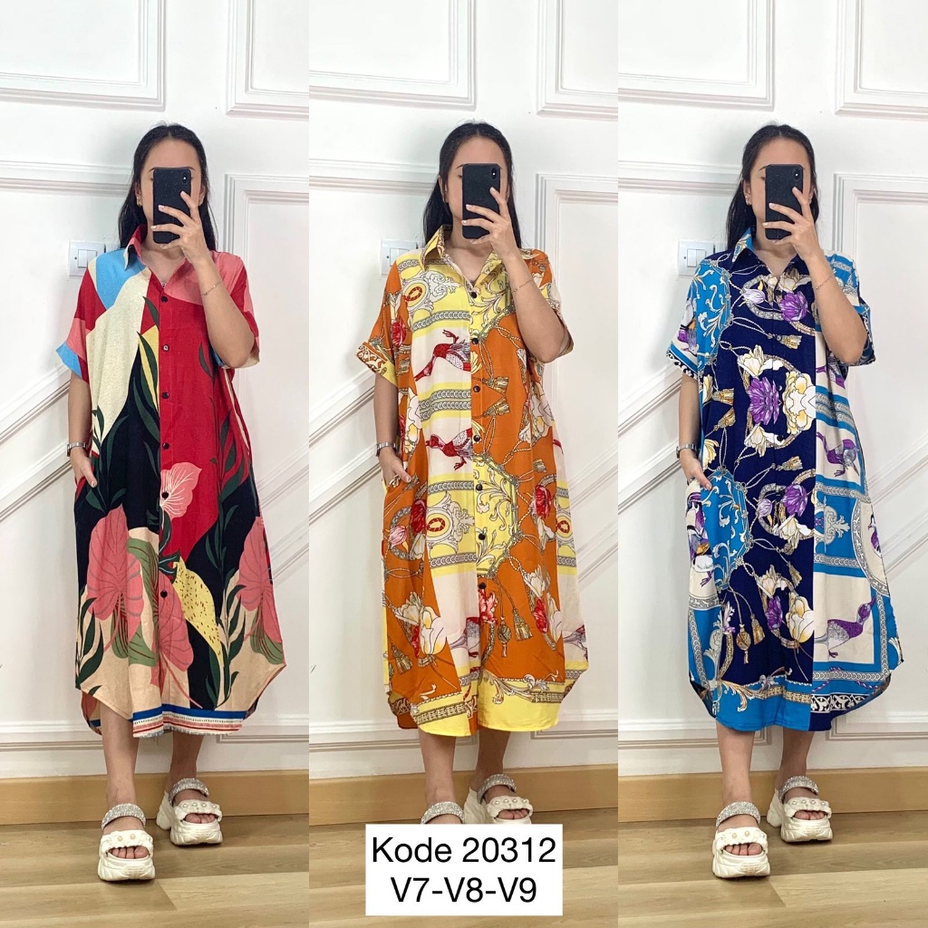 Dres Import Bangkok I Import Bangkok I Dress Motif Wanita I Dress Wanita Motif Bunga I Dress Kemeja 