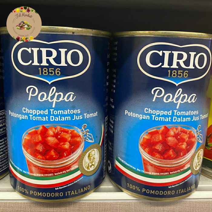 

Cirio Polpa Chopped Tomatoes | Potongan Tomat Dalam Jus Tomat 400 grm